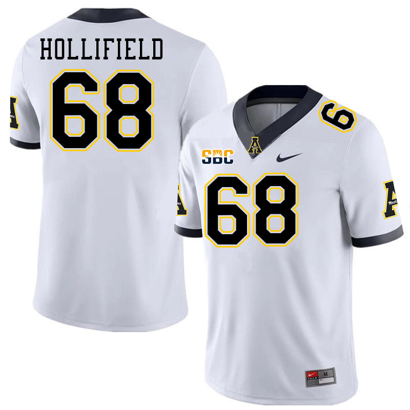 Men #68 Jack Hollifield Appalachian State Mountaineers College Football Jerseys Stitched-White